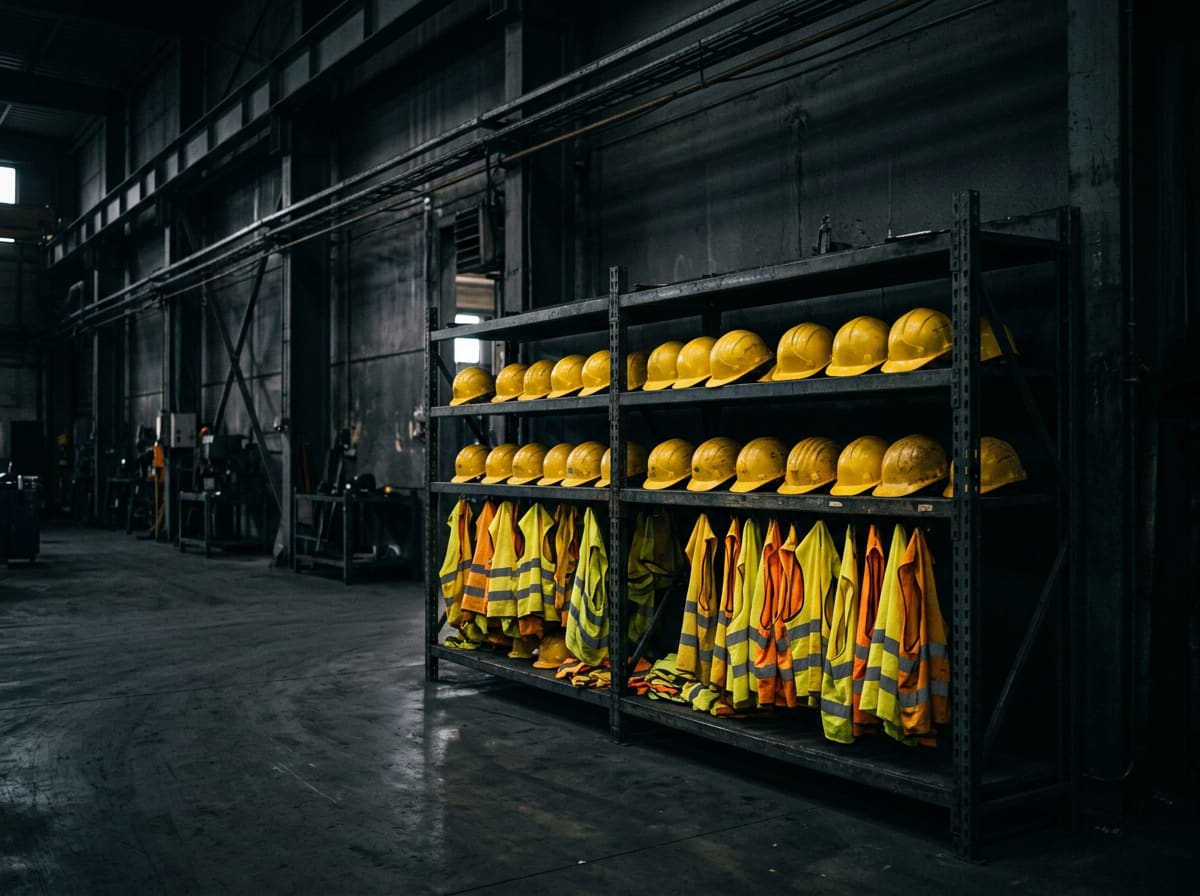 Industriële werkomgeving met veiligheidsuitrusting